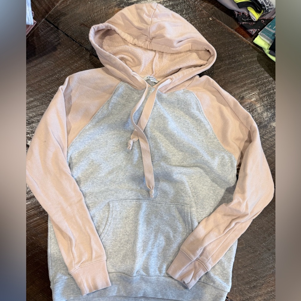 American Eagle Outfitters Pink and Gray Hoodie